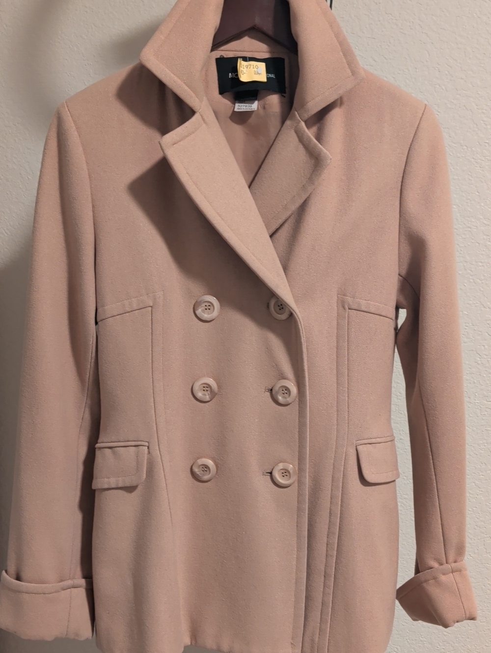Moda International Double-Breasted Pea Coat in Blush Pink